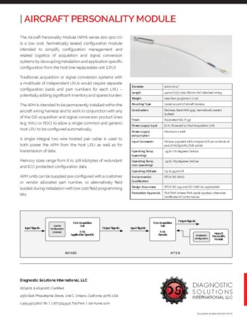 Aircraft Personality Module (APM) - Diagnostic Solutions International LLC